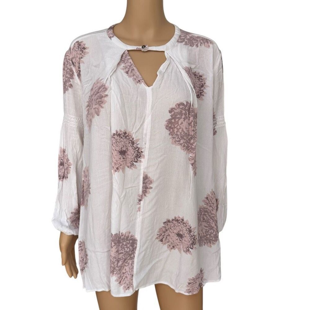 FREE PEOPLE Floral Flowy Tunic Top size S